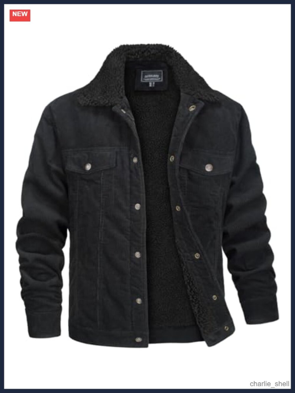 Sherpa Lined Corduroy Jacket Thermal Winter Coat Cargo Pockets